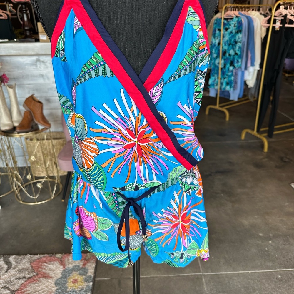 Trina Turk Blue Floral One Piece Swimsuit